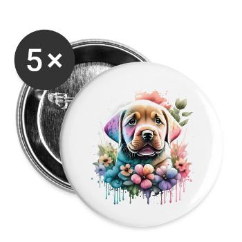 Labrador Propriétaire Chiot Labrador Retriever - Lot de 5 grands badges (56 mm) - blanc - Devant