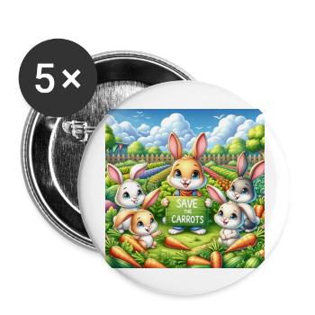 Rettet die Möhren - Buttons groß 56 mm (5er Pack) - Weiß - Vorne