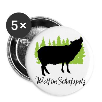 "Wolf im Schafspelz: Täuschend charmant" - Buttons groß 56 mm (5er Pack) - Weiß - Vorne