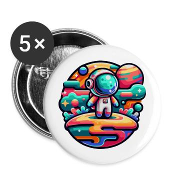 Kleiner Astronaut - Buttons groß 56 mm (5er Pack) - Weiß - Vorne