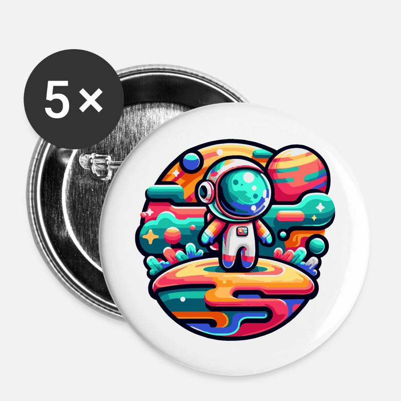 Little Astronaut - Buttons large 2.2''/56 mm (5-pack) - white