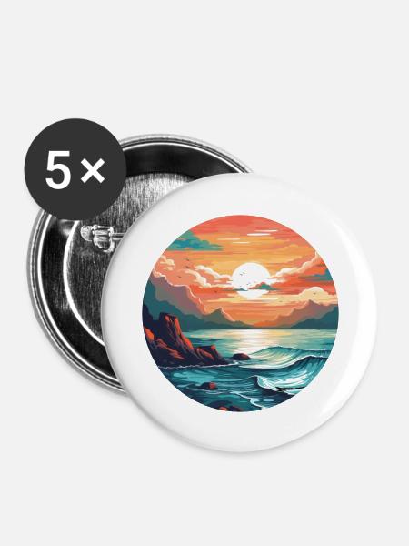 Stiller Morgen - Buttons groß 56 mm (5er Pack) - Weiß