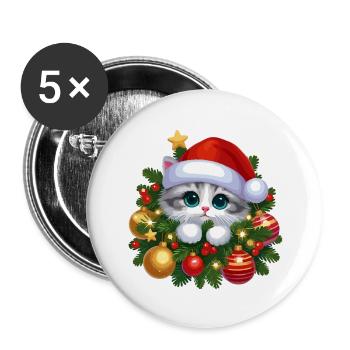 Festlicher Weihnachtsrahmen & Ornamente Design - Buttons groß 56 mm (5er Pack) - Weiß - Vorne