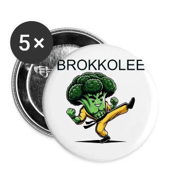 BROKKOLEE | Kampf Brokkoli - Buttons groß 56 mm (5er Pack) - Weiß - Vorne