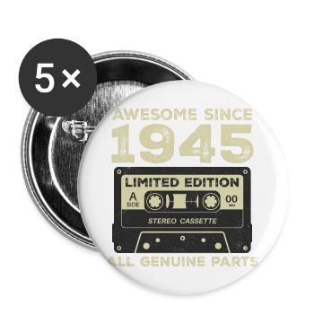 1945 Birthday Born in 1945 Vintage Retro - Buttons large 2.2''/56 mm (5-pack) - white - Front