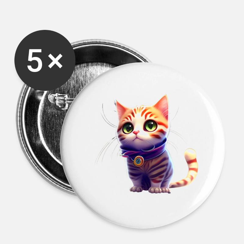 Cat - Buttons large 2.2''/56 mm (5-pack) - white