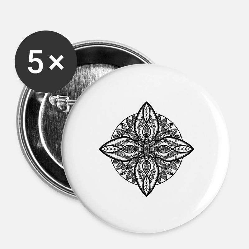 Mandala - Buttons large 2.2''/56 mm (5-pack) - white