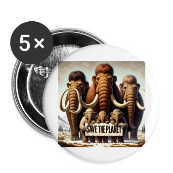 Famille de mammouths - Lot de 5 grands badges (56 mm) - blanc - Devant