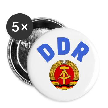 DDR 1974 WM Nationalmannschaft Retroshirt - Buttons groß 56 mm (5er Pack) - Weiß - Vorne