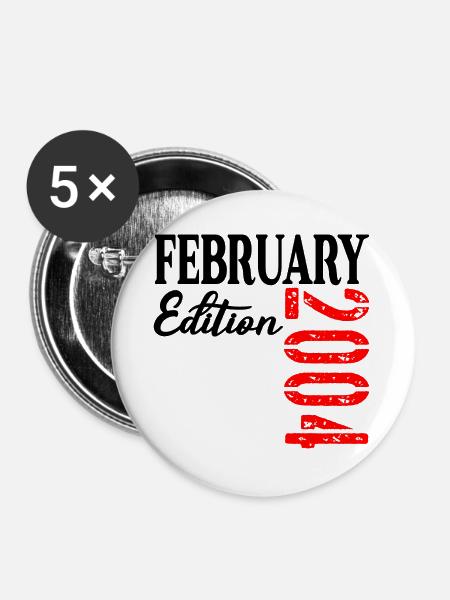 23rd Birthday February 2004 - Buttons groß 56 mm (5er Pack) - Weiß
