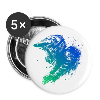 Cyclists Mountain Biking Mountain Biking Cycling - Buttons large 2.2''/56 mm (5-pack) - white - Front