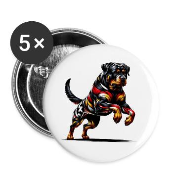 Rottweiler Flagge Deutschland Design - Buttons groß 56 mm (5er Pack) - Weiß - Vorne