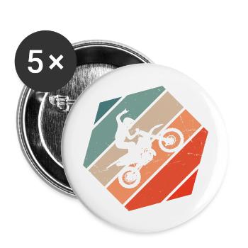 Freestyle Motocross Supermoto Dirt Bike Homme - Lot de 5 grands badges (56 mm) - blanc - Devant
