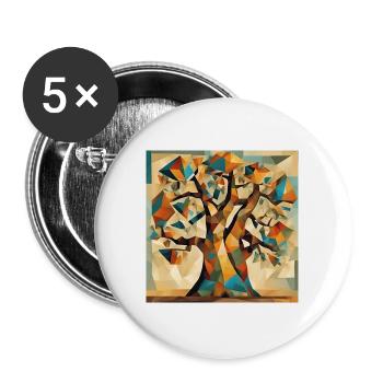 Herbstbaum in Geometrie - Buttons groß 56 mm (5er Pack) - Weiß - Vorne