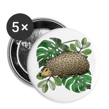Igel - Buttons groß 56 mm (5er Pack) - Weiß - Vorne