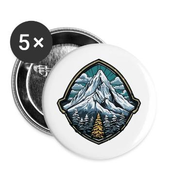 Berge Bergsteiger Symbol - Buttons groß 56 mm (5er Pack) - Weiß - Vorne