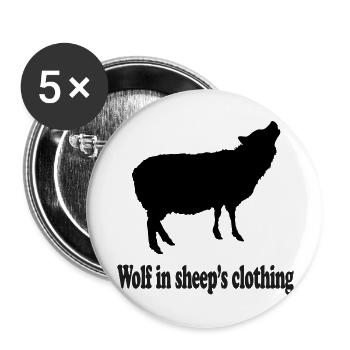 Wolf in sheep´s clothing - Buttons groß 56 mm (5er Pack) - Weiß - Vorne