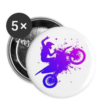Dirt Bike Dirt Biker Supermoto Men's Motocross - Buttons large 2.2''/56 mm (5-pack) - white - Front