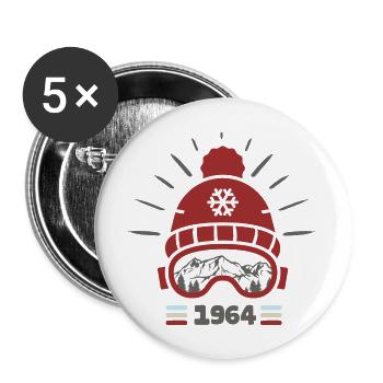 1964 anniversaire nés en 1964 ski - Lot de 5 grands badges (56 mm) - blanc - Devant
