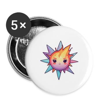 Cheeky tough looking fireball on a crystal star - Buttons large 2.2''/56 mm (5-pack) - white - Front