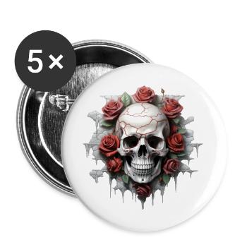 Gothic Floral Art Graphic Fashion Design - Buttons large 2.2''/56 mm (5-pack) - white - Front