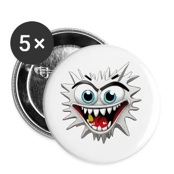 Scary and Delusional Monster Head - Buttons large 2.2''/56 mm (5-pack) - white - Front