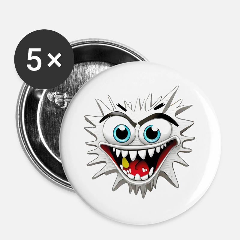 Scary and Delusional Monster Head - Buttons large 2.2''/56 mm (5-pack) - white