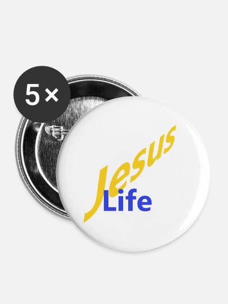 Jesus Life - Buttons groß 56 mm (5er Pack) - Weiß