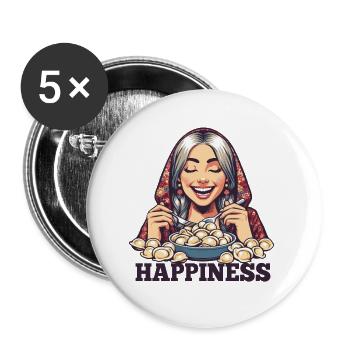 Pelmeni Glück Geschenk - Buttons groß 56 mm (5er Pack) - Weiß - Vorne