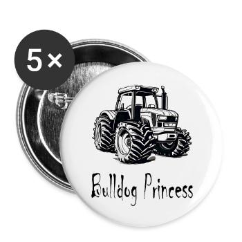 Bulldog Princess - Buttons large 2.2''/56 mm (5-pack) - white - Front