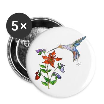 Colorful bird - Buttons large 2.2''/56 mm (5-pack) - white - Front