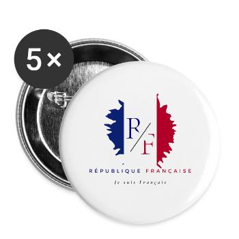 République Française - Lot de 5 grands badges (56 mm) - blanc - Devant