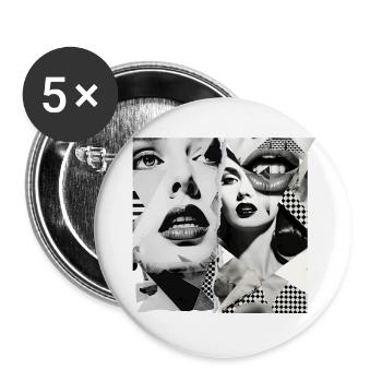 picture fragments design - Buttons large 2.2''/56 mm (5-pack) - white - Front