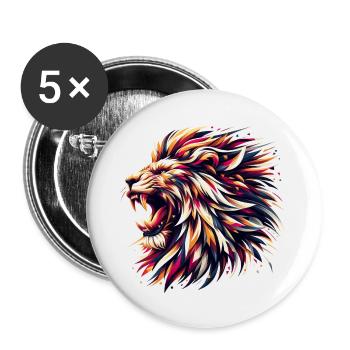 Lion rugit cadeau géométrique - Lot de 5 grands badges (56 mm) - blanc - Devant