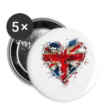 I love Union Jack - Buttons large 2.2''/56 mm (5-pack) - white - Front