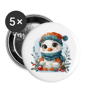Schneemann für Kinder in Form eines Küken - Buttons groß 56 mm (5er Pack) - Weiß - Vorne