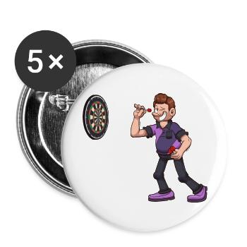 Dart-Spieler - Buttons groß 56 mm (5er Pack) - Weiß - Vorne