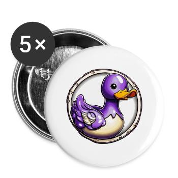 Gummiente / Badeente / Wasser / Badewanne - Buttons groß 56 mm (5er Pack) - Weiß - Vorne