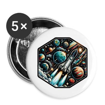 Weltraum - Buttons groß 56 mm (5er Pack) - Weiß - Vorne