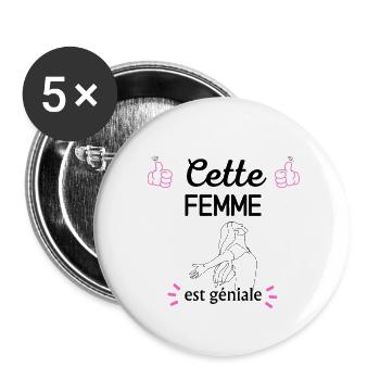 cette femme est géniale - Lot de 5 grands badges (56 mm) - blanc - Devant