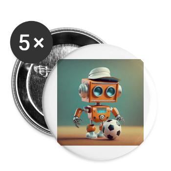 mignon petit robot vintage futuriste orange - jouer - Lot de 5 grands badges (56 mm) - blanc - Devant