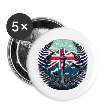 Neuseeland Aotearoa Kiwi 15 - Buttons groß 56 mm (5er Pack) - Weiß - Vorne