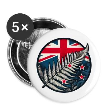 New Zealand Aotearoa Kiwi 4 - Buttons large 2.2''/56 mm (5-pack) - white - Front
