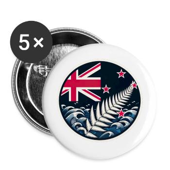 New Zealand Aotearoa Kiwi 20 - Buttons large 2.2''/56 mm (5-pack) - white - Front