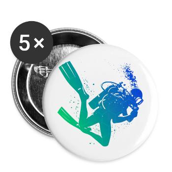 Taucher Tauchen Diving Free Dive Scuba Diver - Buttons large 2.2''/56 mm (5-pack) - white - Front