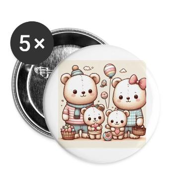 Süße Bärenfamilie - Buttons groß 56 mm (5er Pack) - Weiß - Vorne