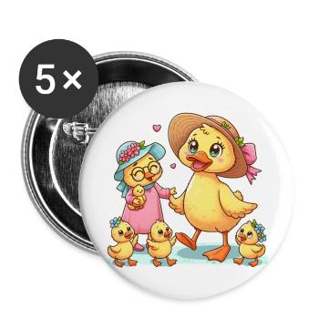 Sweet I Duck Family - Buttons large 2.2''/56 mm (5-pack) - white - Front