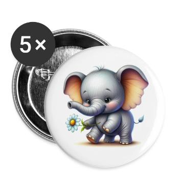 Süßes Elefantenbaby - Buttons groß 56 mm (5er Pack) - Weiß - Vorne