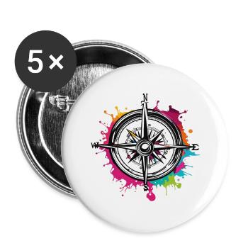 Compass / Cardinal Direction / Travel / Survival - Buttons large 2.2''/56 mm (5-pack) - white - Front