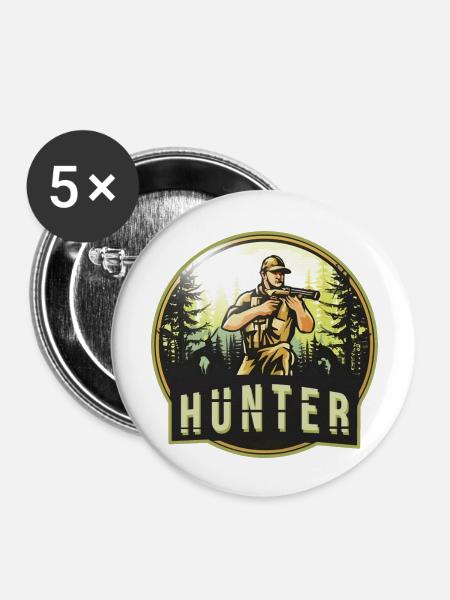 Hunter der Jäger - Buttons groß 56 mm (5er Pack) - Weiß